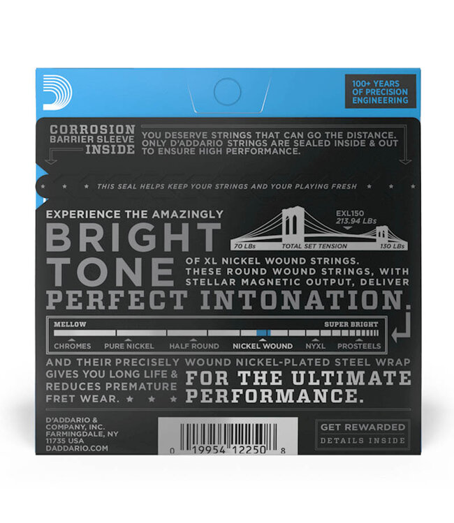 D'Addario EXL150 XL Nickel Wound Electric Guitar Strings - .010-.046 Regular Light 12-string