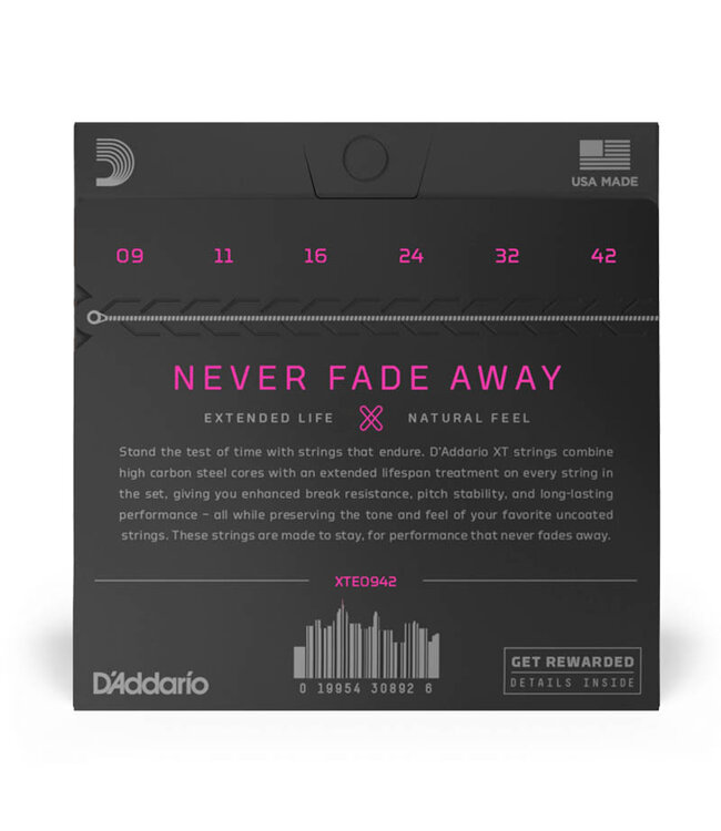 D'Addario XTE0942 XT Nickel Wound Electric Guitar Strings - .009-.042 Super Light