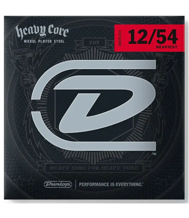 Dunlop DHCN1254 Heavy Core NPS Electric Guitar Strings - .012-.054 Heaviest