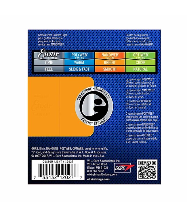 Elixir Strings 12027 Nanoweb Electric Guitar Strings - .009-.046 Custom Light