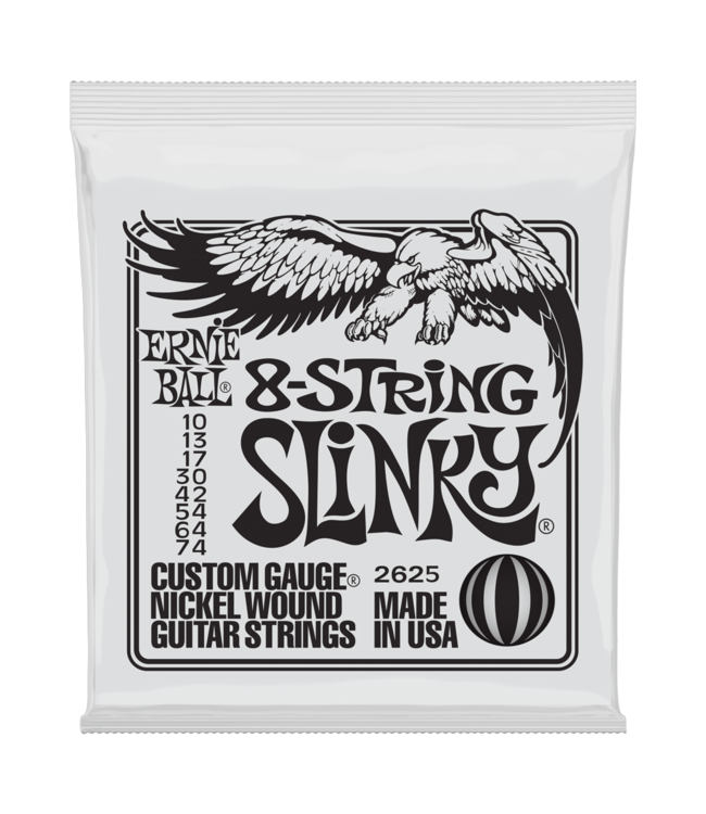 Ernie Ball 2625 Regular Slinky Nickel Wound Electric Guitar Strings - .010-.074 8-string