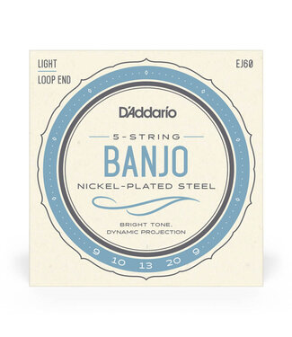 D'Addario D'Addario EJ60 Nickel Plated Steel Banjo Strings - .009-.020 Light 5-string