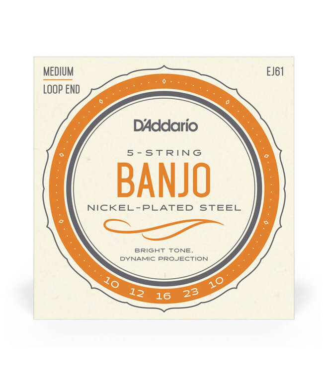 D'Addario EJ61 Nickel Wound Banjo Strings - .010-.023 Medium 5-string