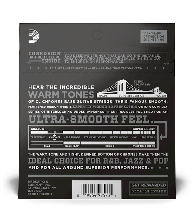 D'Addario XL Chrome Long Scale Bass Strings - .050 - .105 Medium