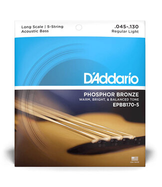 D'Addario D'Addario EPBB170-5 Phosphor Bronze Acoustic Bass Guitar Strings - .045-.130 Regular Light Long Scale 5-string