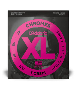 D'Addario D'Addario XL Chromes Flatwound Bass Guitar Strings -.045-.100 Regular Light, Short Scale