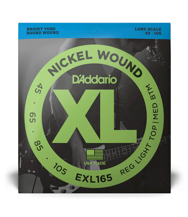 D'Addario EXL165 Nickel Wound Bass Guitar Strings - .045-.105 Regular Light Top/Medium Bottom Long Scale