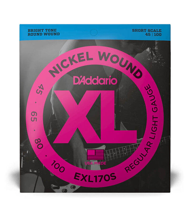 D'Addario EXL170S Nickel Wound Bass Guitar Strings - .045-.100 Regular Light, Short Scale