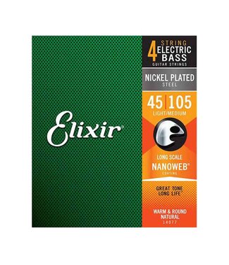 Elixir Elixir Strings 14077 Nanoweb Electric Bass Guitar Strings - .045-.105 Light/Medium, Long Scale