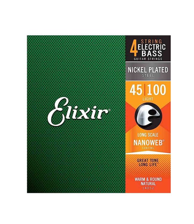 Elixir Strings 14052 Nanoweb Electric Bass Guitar Strings - .045-.100 Light Long Scale