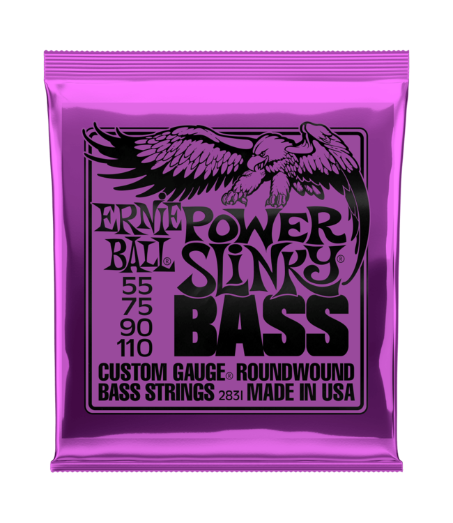 Ernie Ball 2831 Power Slinky Nickel Wound Electric Bass Guitar Strings - .055-.110