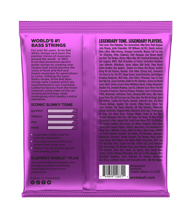 Ernie Ball 2831 Power Slinky Nickel Wound Electric Bass Guitar Strings - .055-.110
