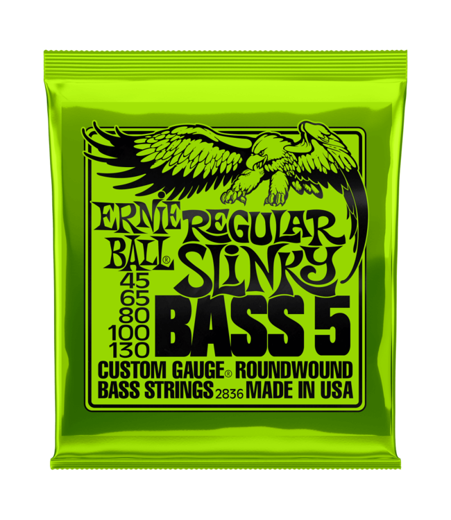 Ernie Ball 2836 Regular Slinky Nickel Wound Electric Bass Guitar Strings - .045-.130 5-string