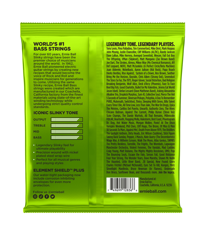 Ernie Ball 2836 Regular Slinky Nickel Wound Electric Bass Guitar Strings - .045-.130 5-string