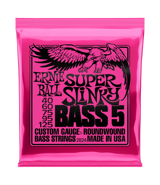 Ernie Ball 2824 Super Slinky Nickel Wound Electric Bass Guitar Strings - .040-.125 5-string