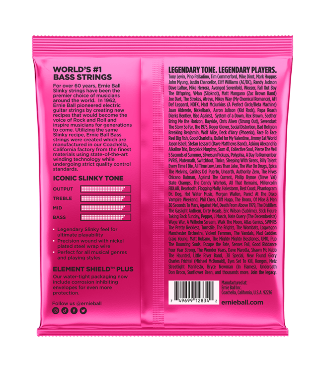 Ernie Ball 2834 Super Slinky Nickel Wound Electric Bass Guitar Strings - .045-.100