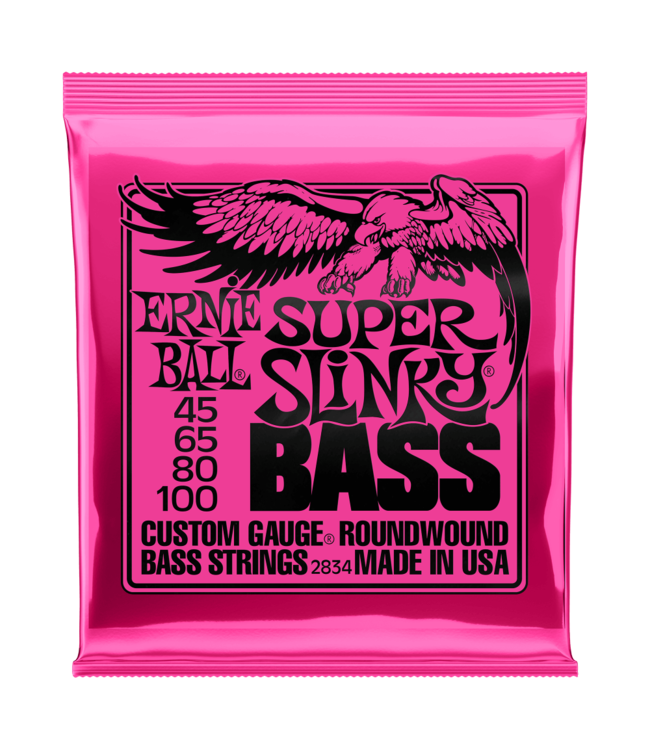 Ernie Ball 2834 Super Slinky Nickel Wound Electric Bass Guitar Strings - .045-.100