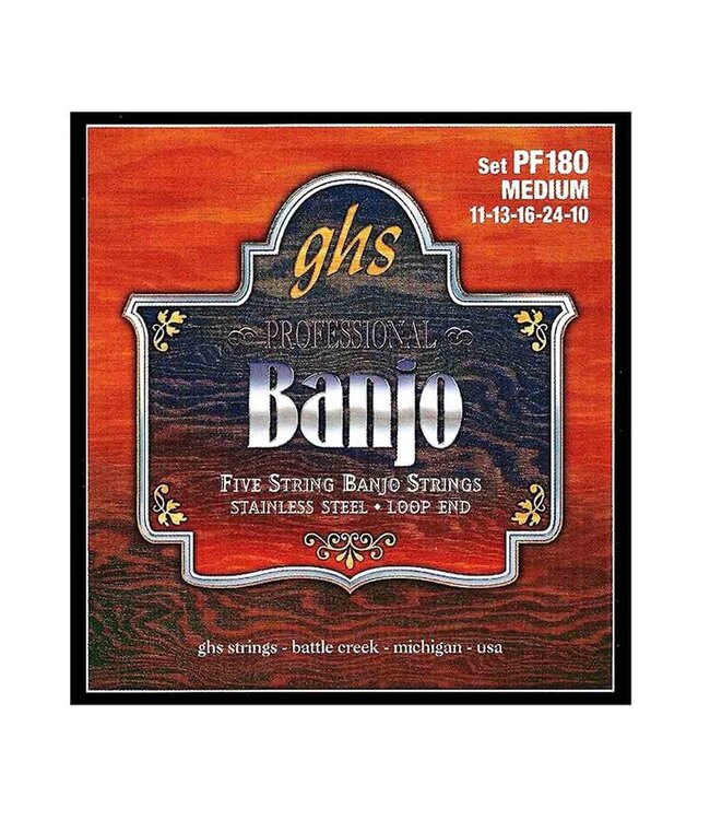 GHS MEDIUM STAINLESS STEEL 5 STRING BANJO 11-10