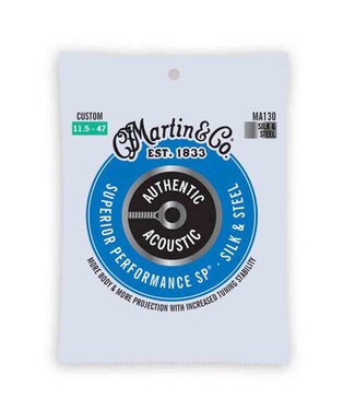 Martin Martin MA130 Authentic Acoustic Superior Performance Silk and Steel Guitar Strings - .0115-.047 Custom