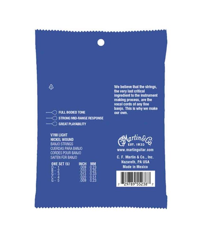 Martin Light Vega Banjo Strings 9 - 9 V700