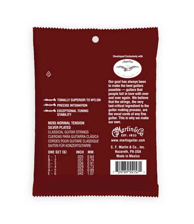 Martin M265 Classical Magnifico Premium Silver-Plated Tie End Guitar Strings - Normal Tension