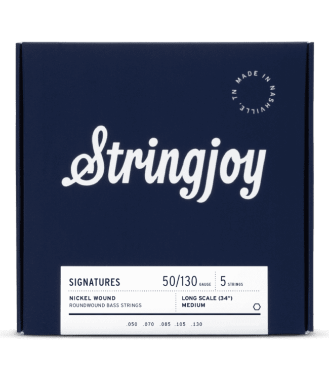 Stringjoy Signatures Medium Nickel Long Scale 5 String Bass Guitar Strings 50-130