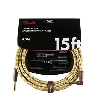 Fender Fender Deluxe Series Straight to Right Angle Instrument Cable - 15-Foot Tweed