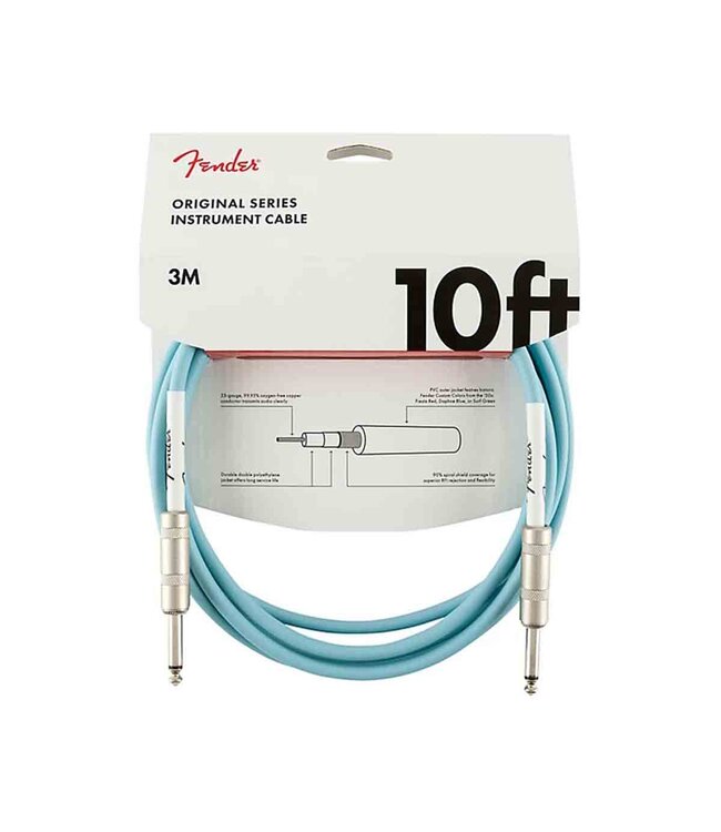 Fender Original Series Straight to Straight Instrument Cable - 10-foot, Daphne Blue