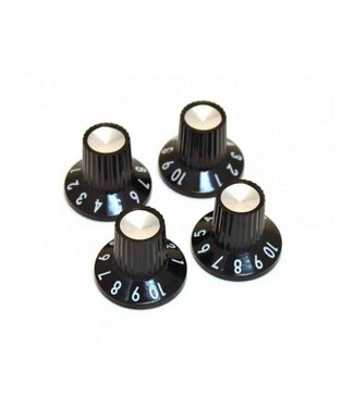 Fender Fender Skirted Push on Amplifier Replacement Knobs -  Black-Silver