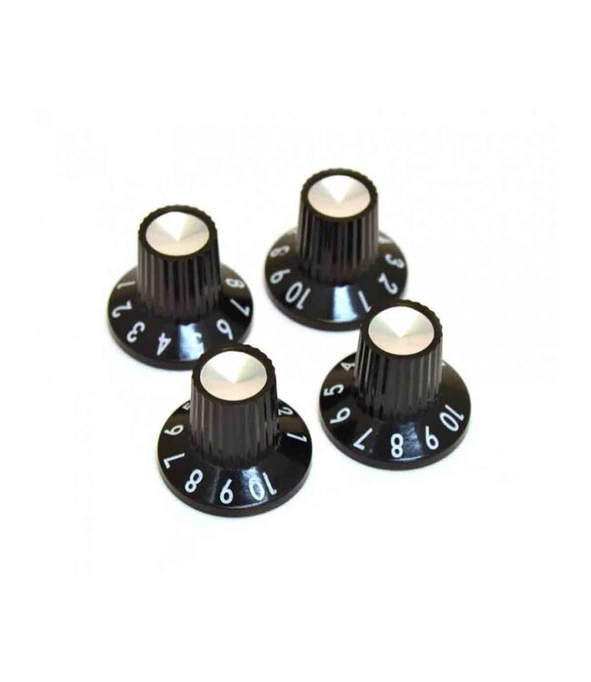 Fender Skirted Push on Amplifier Replacement Knobs -  Black-Silver