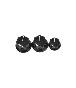 Fender Fender Black Jazz Bass Knob Set (2 Large, 1 Small)