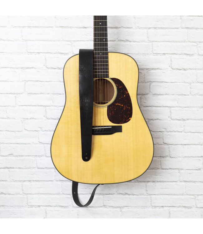 Martin Logo Vintage Leather Guitar Strap - Black