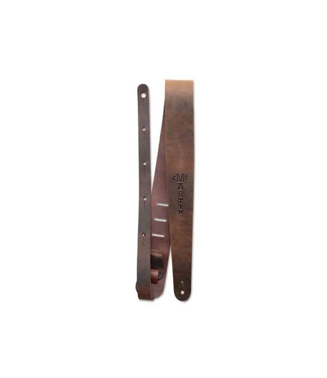 Martin Logo Vintage Leather Guitar Strap - Brown