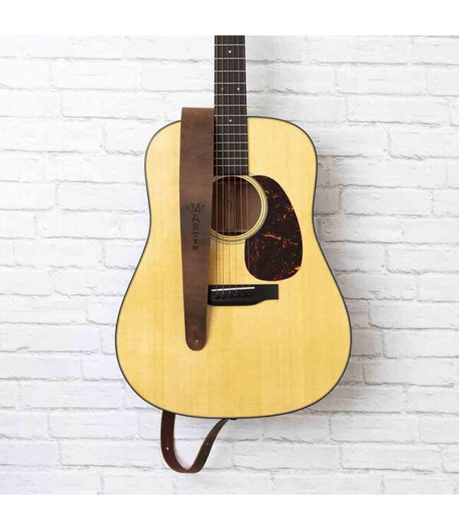Martin Logo Vintage Leather Guitar Strap - Brown
