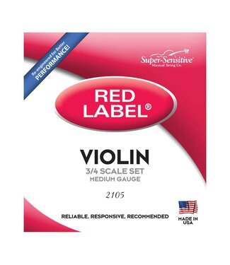 SUPER SENSITIVE Super Sensitive 2105 Red Label Violin String Set - 3/4 Scale Medium Gauge