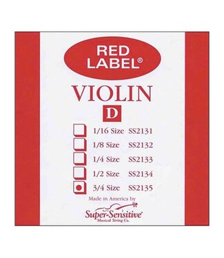 Super Sensitive Super Sensitive Red Label Violin D String 3/4 Size Medium Gauge