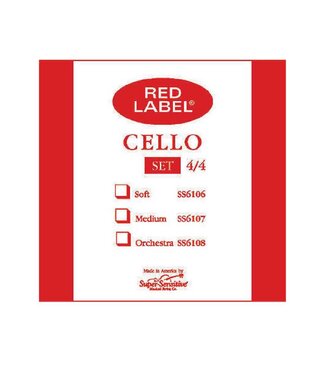 Super Sensitive Super Sensitive Red Label Cello String Set 4/4 Size Medium Gauge