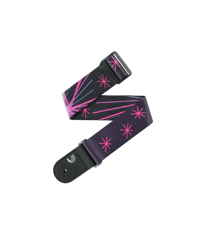 D'Addario Outrun Polyester Guitar Strap - Neon Star