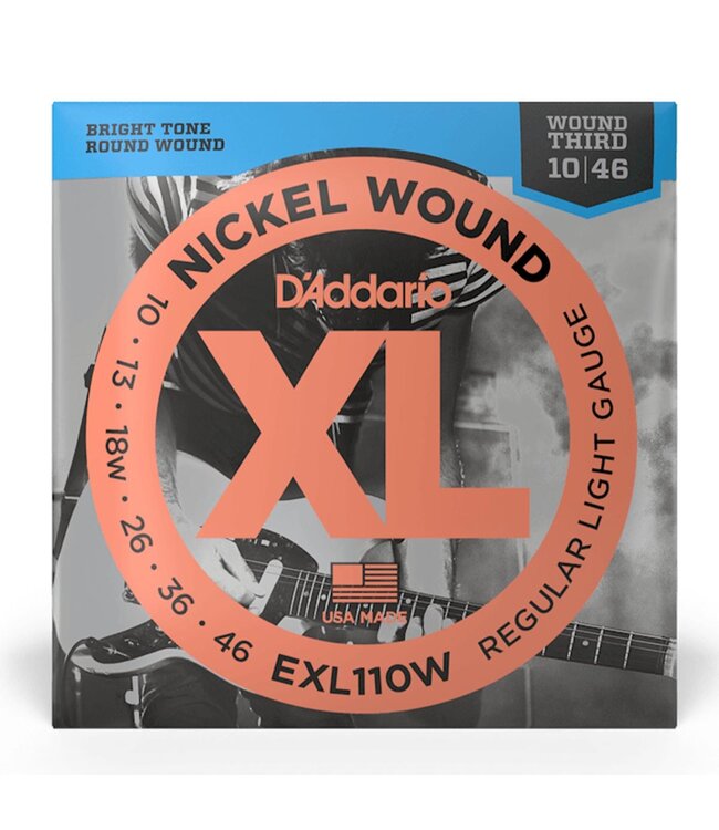 D'Addario EXL110W XL Nickel Wound Electric Guitar Strings - .010-.046 Regular Light Wound 3rd