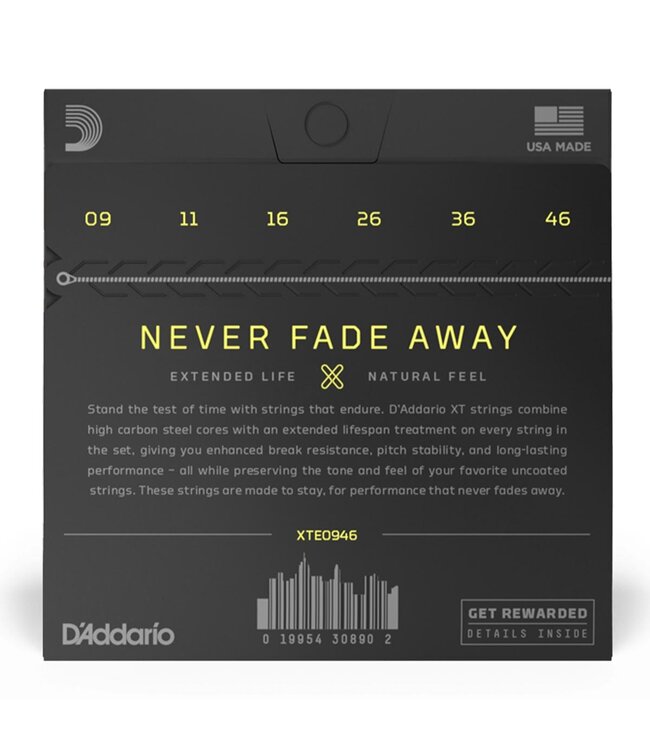 D'Addario XTE0946 XT Nickel Wound Electric Guitar Strings - .009-.046 Super Light Top/Regular Bottom