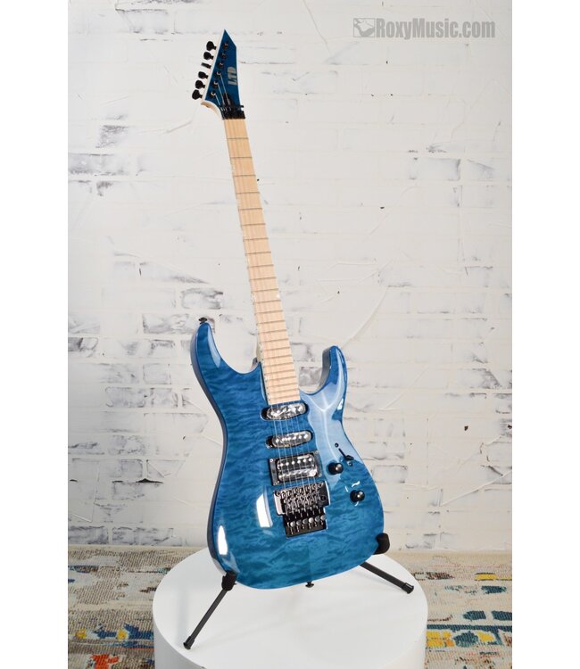 ESP LTD MH-203 QUILTED MAPLE TOP ELECTRIC GUITAR WITH FLOYD ROSE - SEE THRU BLUE