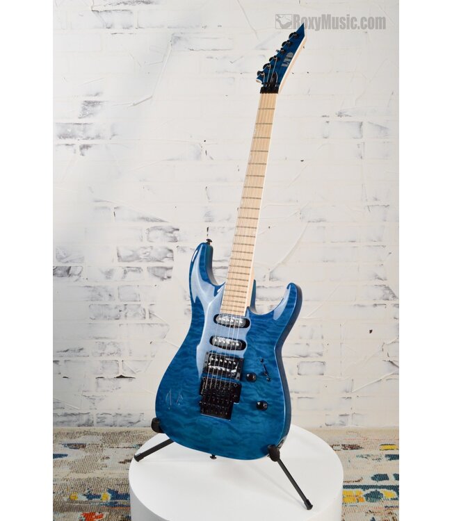 ESP LTD MH-203 QUILTED MAPLE TOP ELECTRIC GUITAR WITH FLOYD ROSE - SEE THRU BLUE