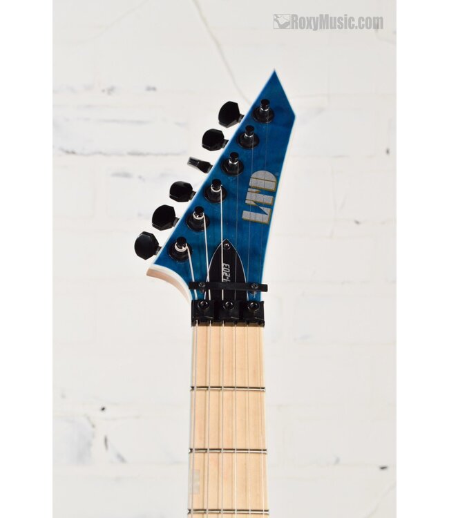 ESP LTD MH-203 QUILTED MAPLE TOP ELECTRIC GUITAR WITH FLOYD ROSE - SEE THRU BLUE