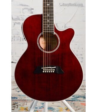Takamine TSP-158C12 12 STRING ACOUSTIC ELECTRIC GUITAR SEE THRU RED WITH SOFT CASE