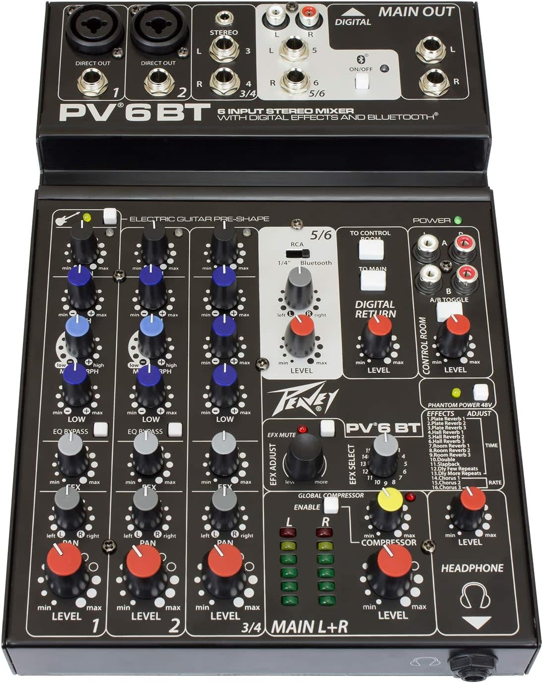 Peavey PV 6 BT Mixer with Bluetooth and Effects - Roxy Music