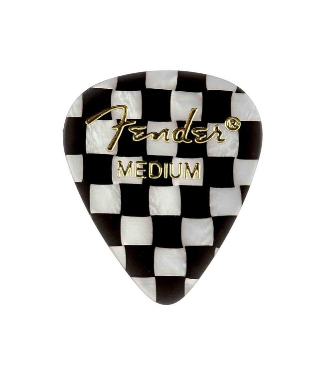 Fender 351 Shape Graphic Celluloid Picks  - 12 Pack Checkered Medium