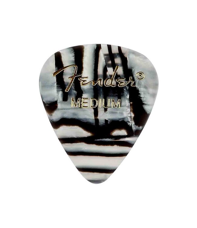 Fender 351 Shape Premium Celluloid Picks  - 12 Pack Zebra Moto Medium