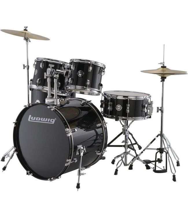 Accent Drive 5-Piece Complete Drum Set With Wuhan Cymbals - Black Sparkle