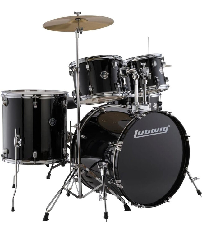 Accent Drive 5-Piece Complete Drum Set With Wuhan Cymbals - Black Sparkle