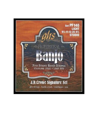GHS Jd Crowe PF140 Light Loop End Stainless Steel 5 String Banjo Set